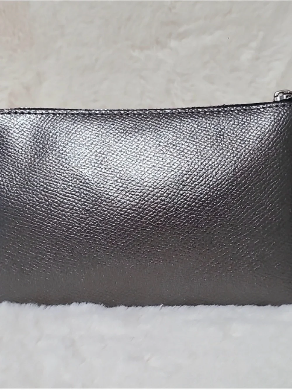 Coach Metallic Silver Wristlet
